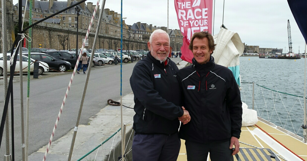 ​The Clipper Race’s first ever French skipper Olivier Cardin has sailed into Saint Malo, France with Sir Robin Knox-Johnston for a tour following the successful appeal for a Francophile skipper.