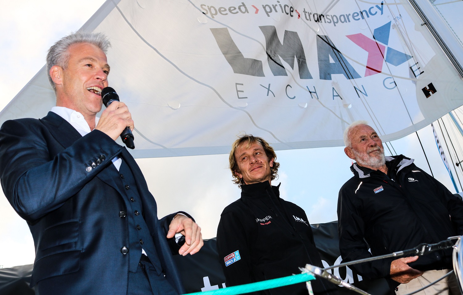 David Mercer pictured naming the LMAX Exchange yacht 