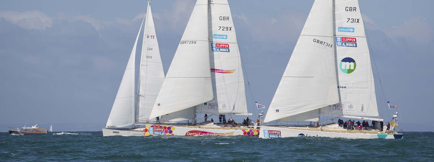 Clipper Race fleet in 2015 Round the Island Race