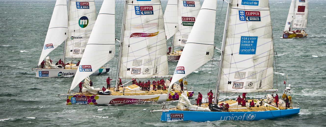 Clipper Race fleet shown in action