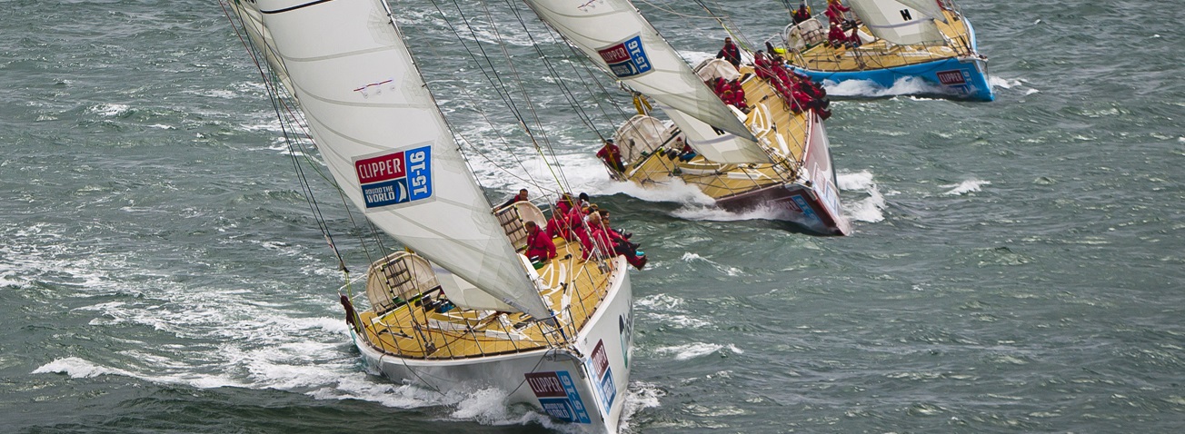 Clipper Race yachts shown in action 