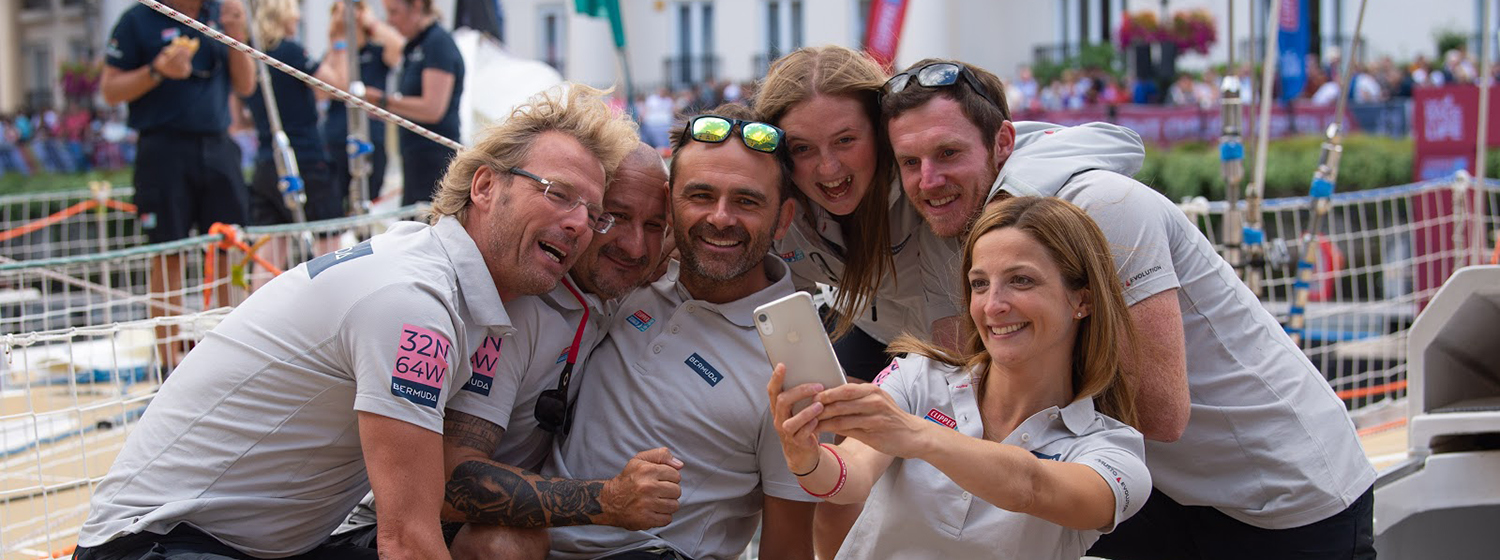Lee and GoToBermuda team mates snapping a selfie ahead of Race Start in London 