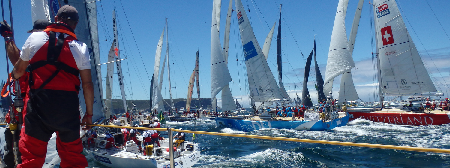 Clipper Race fleet participating in the 2013 Rolex Sydney Hobart Race