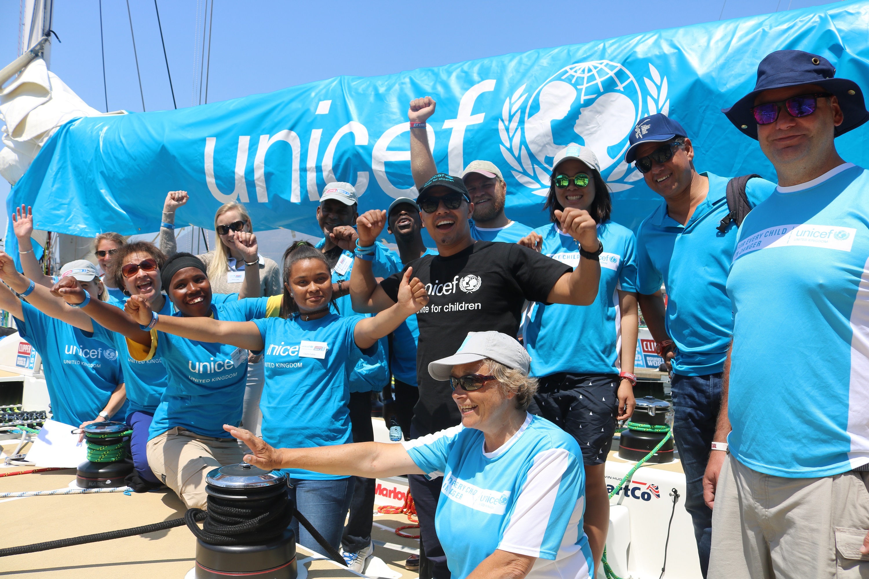 Image of crew fundraising for Unicef during the Clipper 15-16 Race