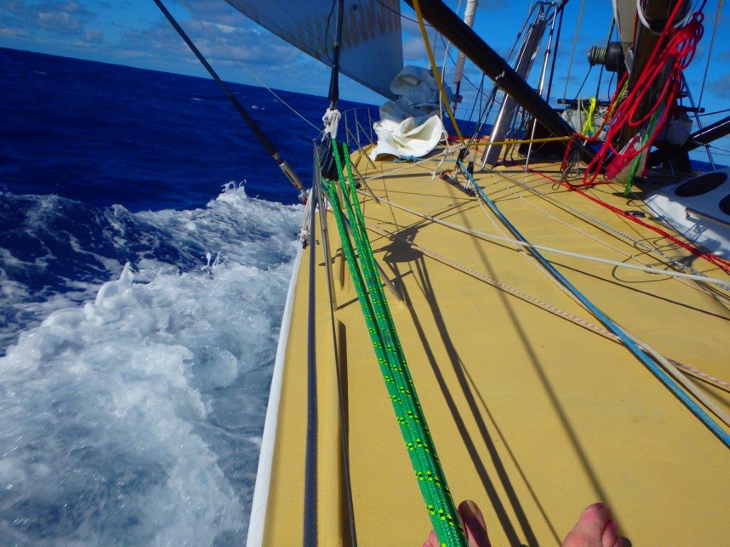 A day of steady Trade winds for Sir Robin in Route du Rhum