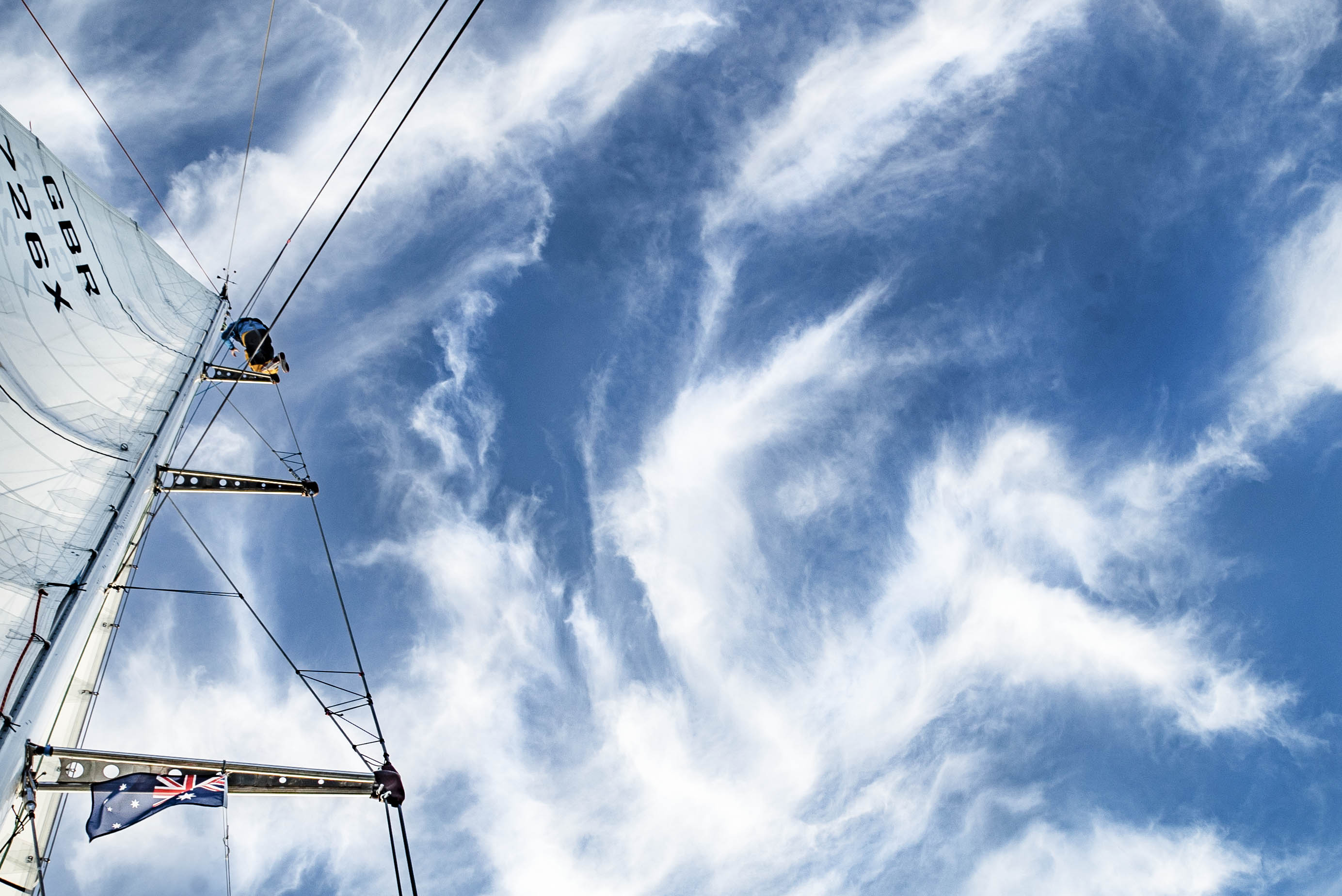 Climbing sky high, Clipper Race Crew climbs the mast