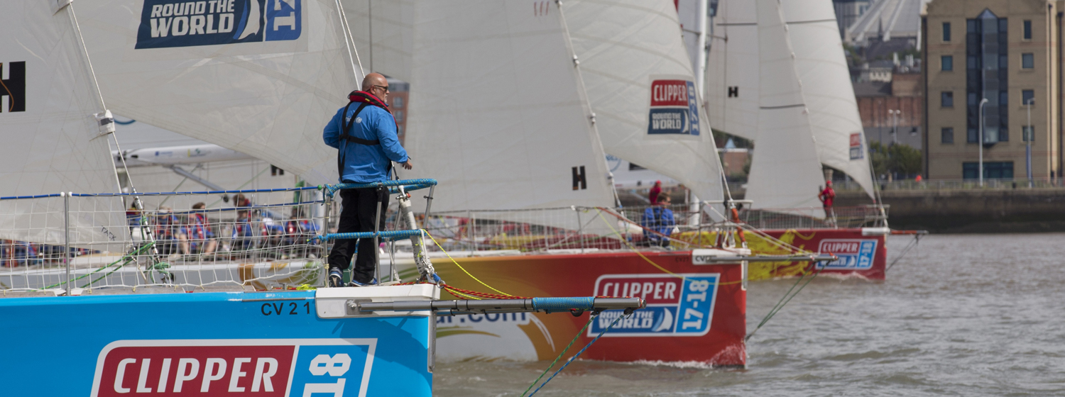 Paul on the bow at Race Start in Liverpool 