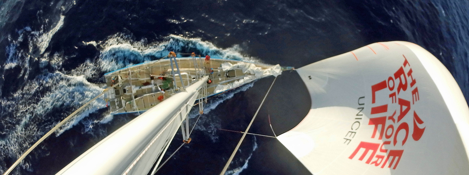 Mast shot on board Unicef during Atlantic Trade Winds Leg 1, Clipper 2017-18 Race