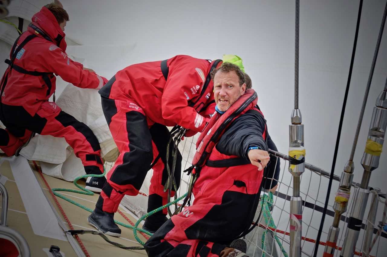 Photo of  crew in action on board Sanya team 