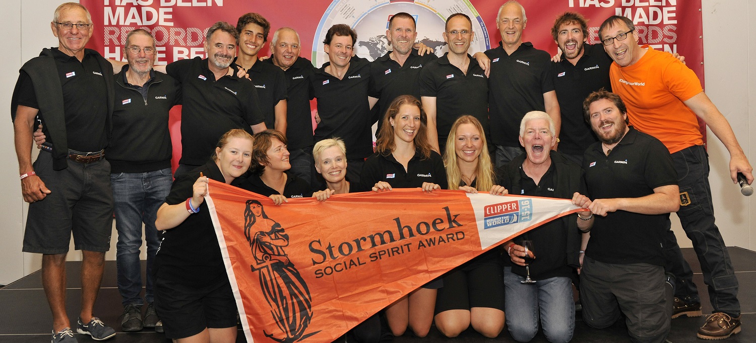 Stormhoek Social Spirit award being presented to a team in the last edition of the Clipper Race