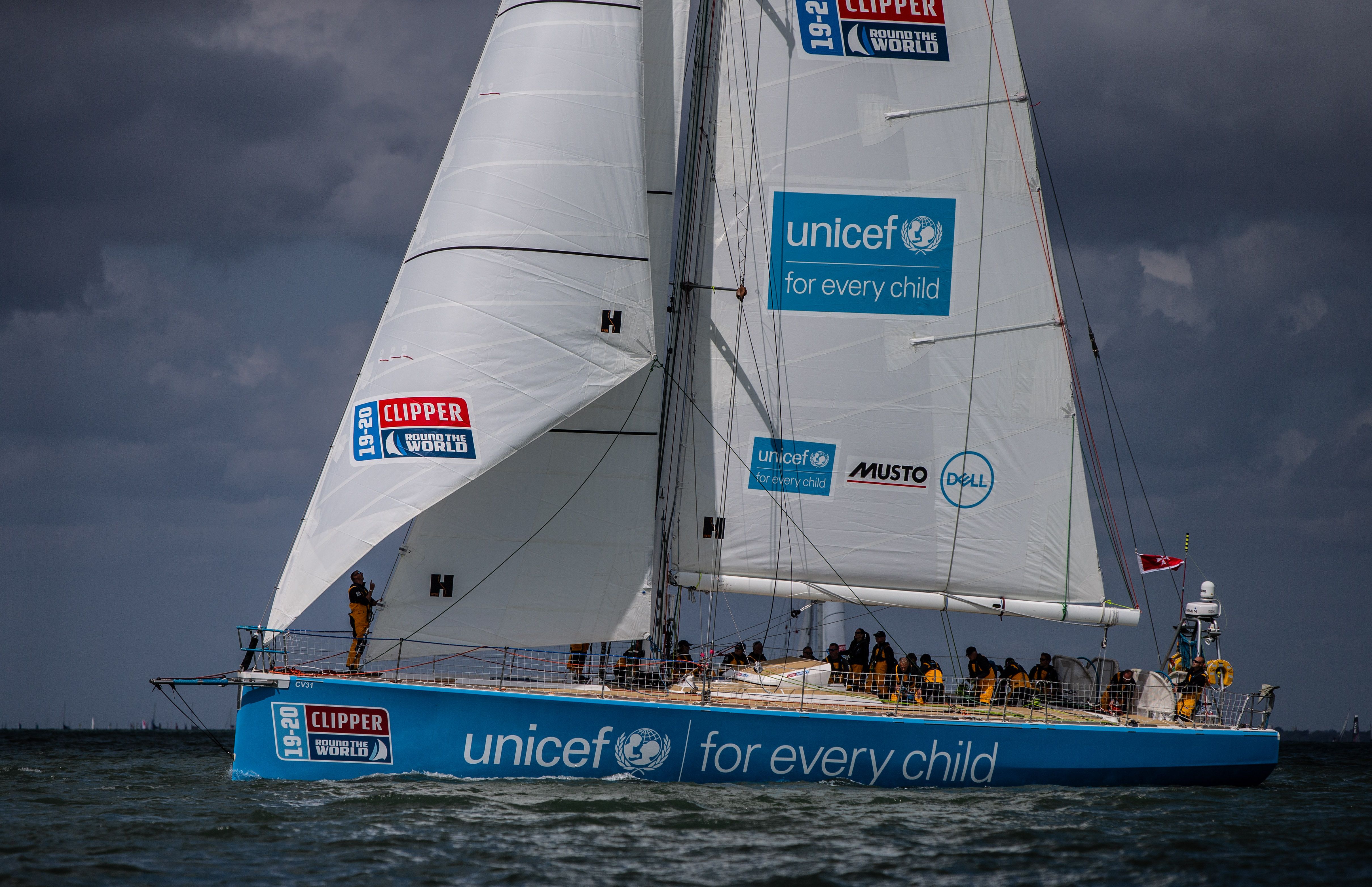 UNICEF Yacht on the open water 