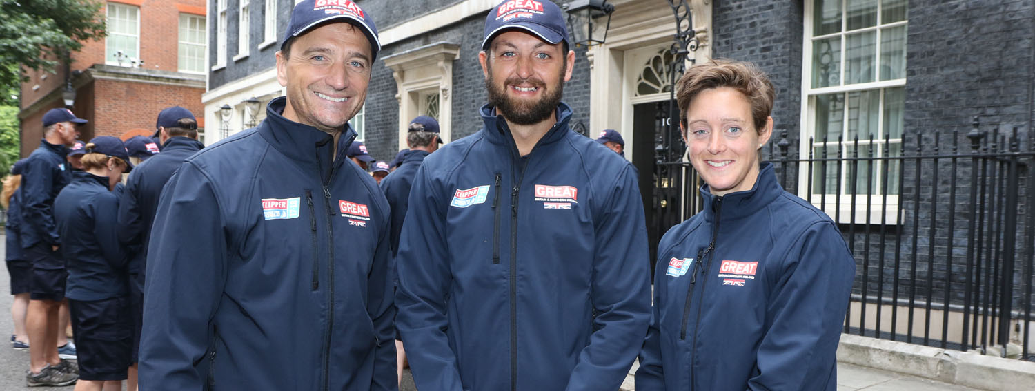 Graham Bell, GREAT Britain Skipper Andy Burns and Hannah MacLeod MBE outside 10 Downing Street during recent visit