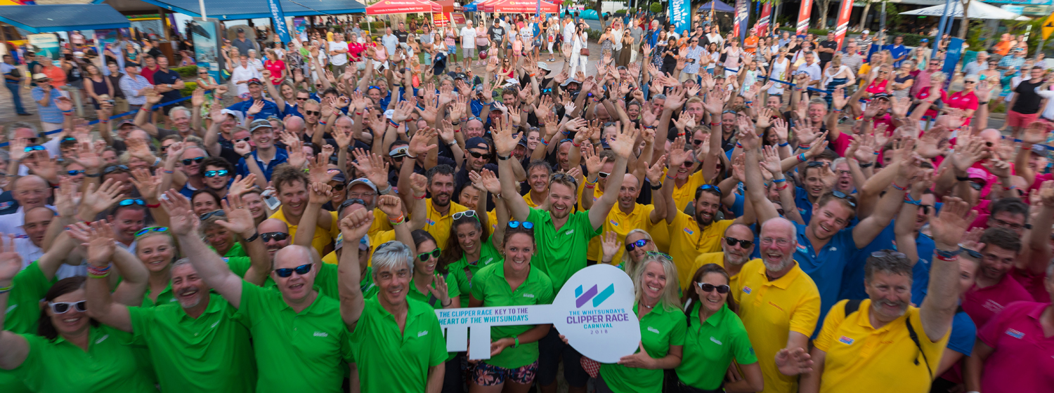 Clipper Race crew with  the Key to the Whitsunday