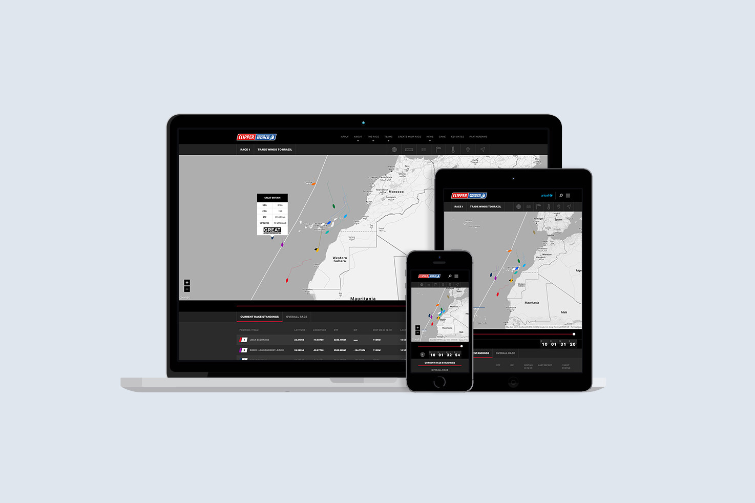 Clipper Race Viewer for phone, tablet and laptop