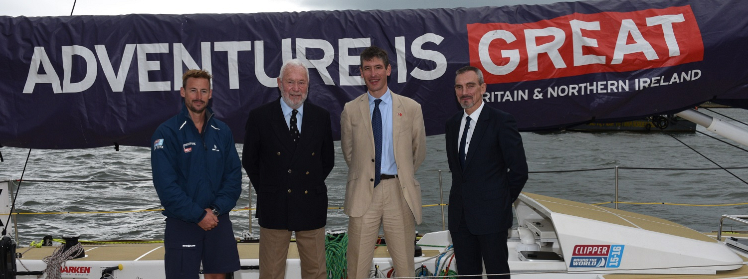 Left to right: GREAT Britain Skipper Pete Thornton, Sir Robin Knox-Johnston, Mr Giles Lever and William Ward