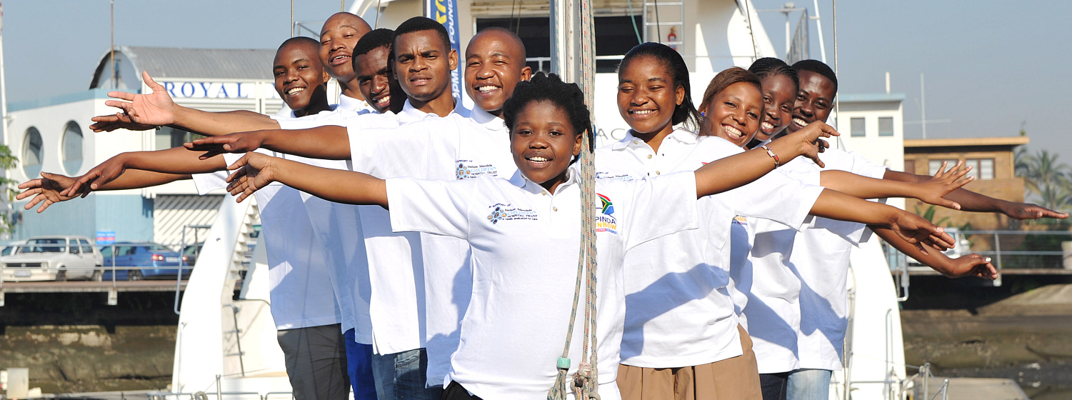 Lebalang Molobele, pictured on the Clipper Race in 2013 with other members of the Rainbow Foundation. 