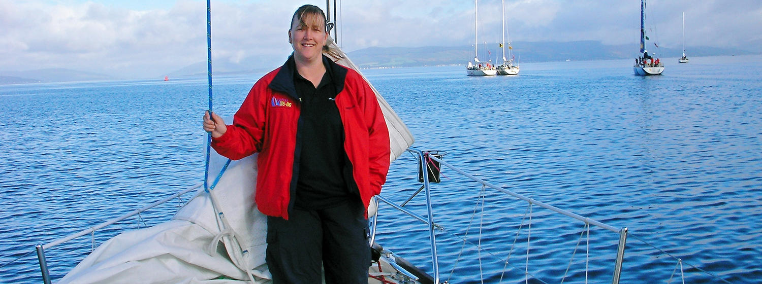Cath Roberts on  board the 2005-06 Race