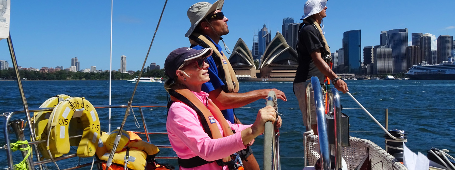 Suzanne Tomkinson behind the helm in Sydney for Level 1 training