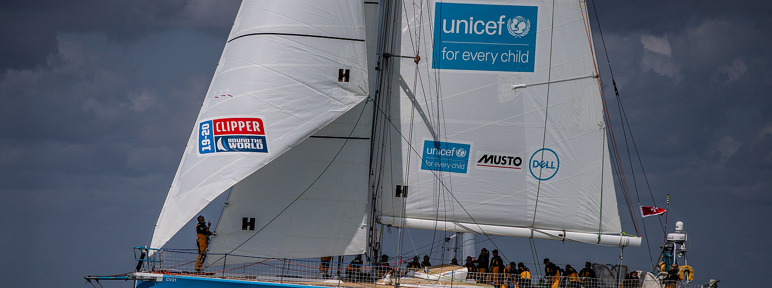 UNICEF Yacht on the open water 