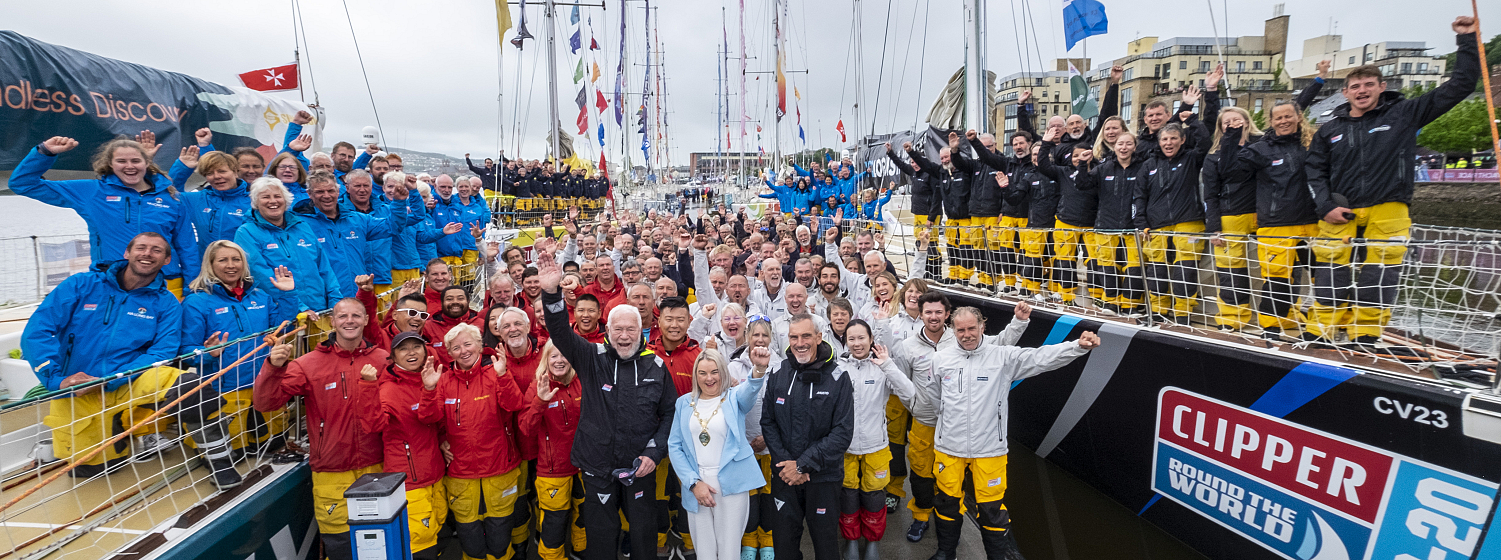 The Clipper Race teams on departure day from Derry~Londonderry
